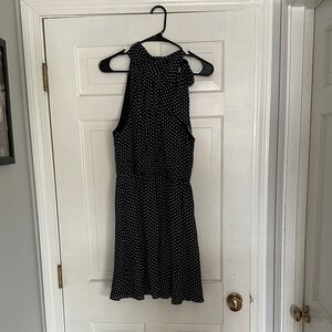 Express Black Polka Dot Halter Mini Dress